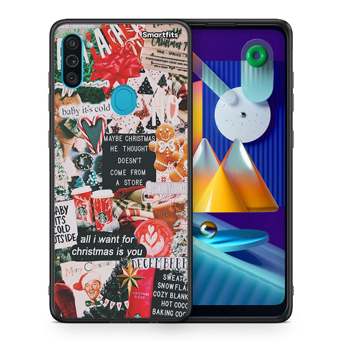 Θήκη Samsung A11/M11 Christmas Happiness από τη Smartfits με σχέδιο στο πίσω μέρος και μαύρο περίβλημα | Samsung A11/M11 Christmas Happiness case with colorful back and black bezels