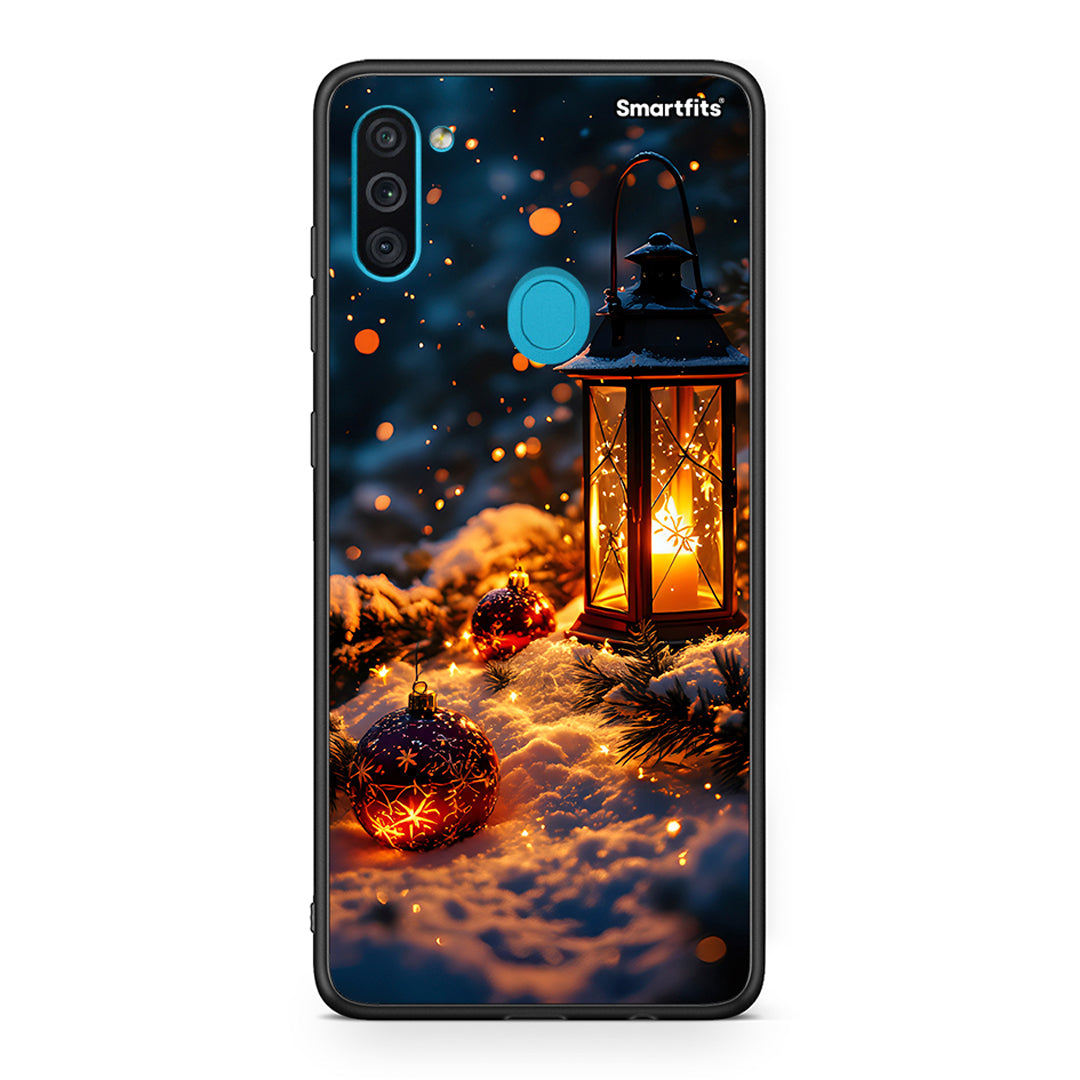 Samsung A11/M11 Christmas Ornaments θήκη από τη Smartfits με σχέδιο στο πίσω μέρος και μαύρο περίβλημα | Smartphone case with colorful back and black bezels by Smartfits