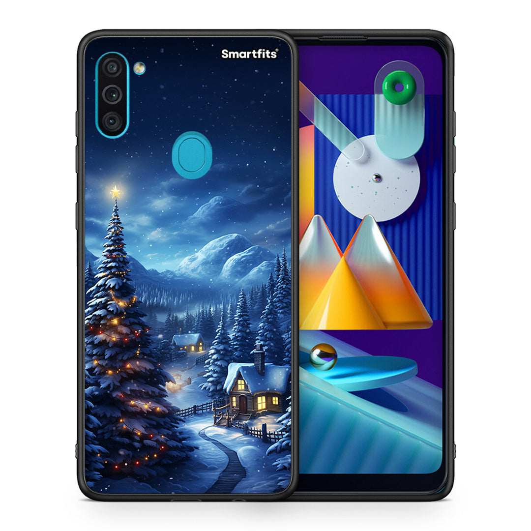Θήκη Samsung A11/M11 Christmas Scenery από τη Smartfits με σχέδιο στο πίσω μέρος και μαύρο περίβλημα | Samsung A11/M11 Christmas Scenery case with colorful back and black bezels