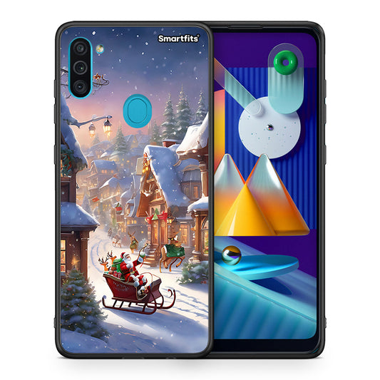Θήκη Samsung A11/M11 Christmas Snow από τη Smartfits με σχέδιο στο πίσω μέρος και μαύρο περίβλημα | Samsung A11/M11 Christmas Snow case with colorful back and black bezels