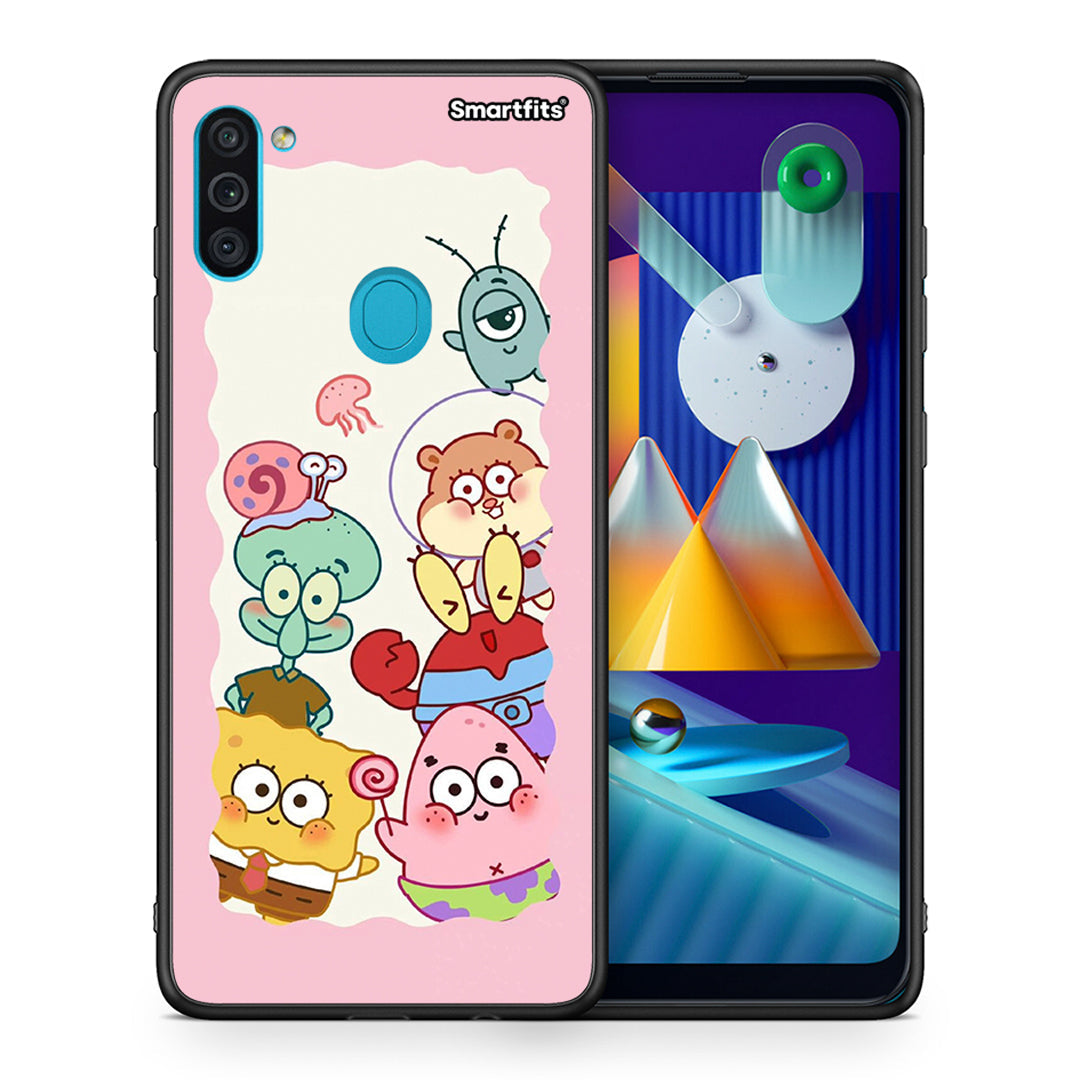 Θήκη Samsung A11/M11 Cute Companion από τη Smartfits με σχέδιο στο πίσω μέρος και μαύρο περίβλημα | Samsung A11/M11 Cute Companion case with colorful back and black bezels