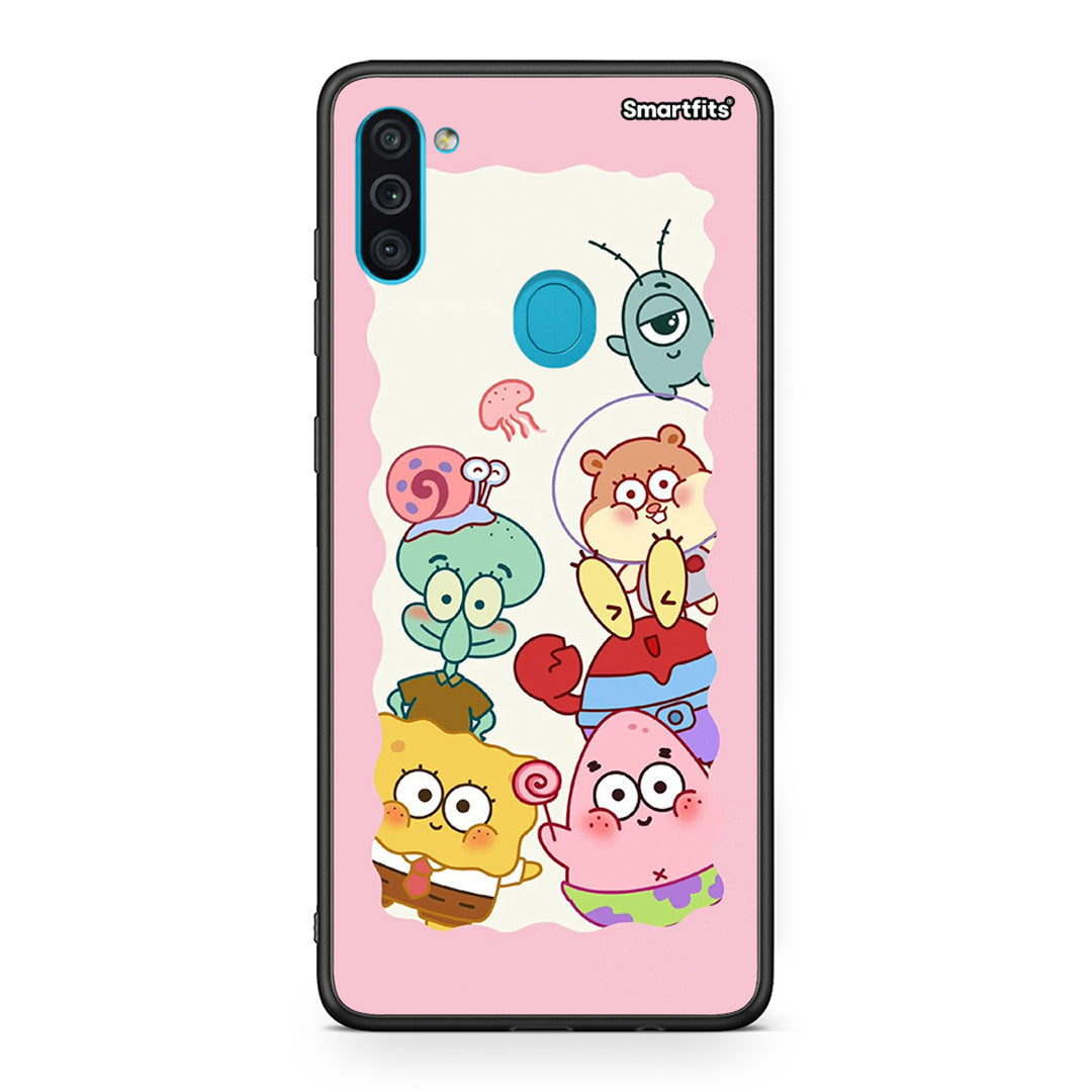 Samsung A11/M11 Cute Companion θήκη από τη Smartfits με σχέδιο στο πίσω μέρος και μαύρο περίβλημα | Smartphone case with colorful back and black bezels by Smartfits