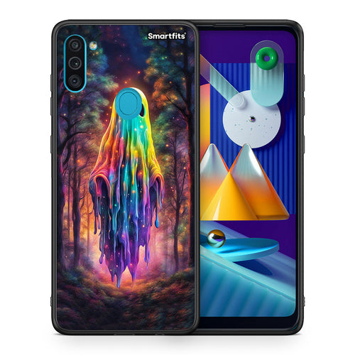 Θήκη Samsung A11/M11 Halloween Ghost από τη Smartfits με σχέδιο στο πίσω μέρος και μαύρο περίβλημα | Samsung A11/M11 Halloween Ghost case with colorful back and black bezels
