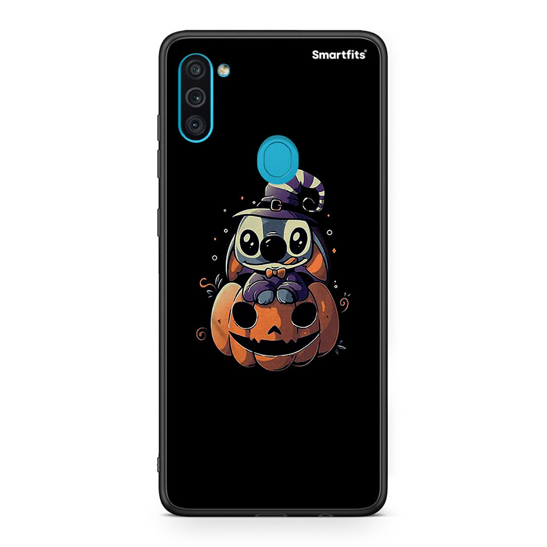Samsung A11/M11 Halloween Stitch θήκη από τη Smartfits με σχέδιο στο πίσω μέρος και μαύρο περίβλημα | Smartphone case with colorful back and black bezels by Smartfits