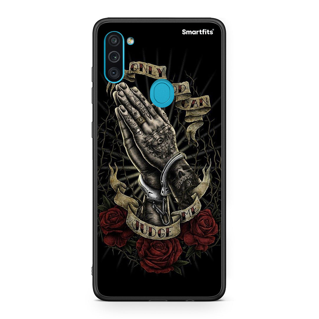 Samsung A11/M11 Judge By God θήκη από τη Smartfits με σχέδιο στο πίσω μέρος και μαύρο περίβλημα | Smartphone case with colorful back and black bezels by Smartfits
