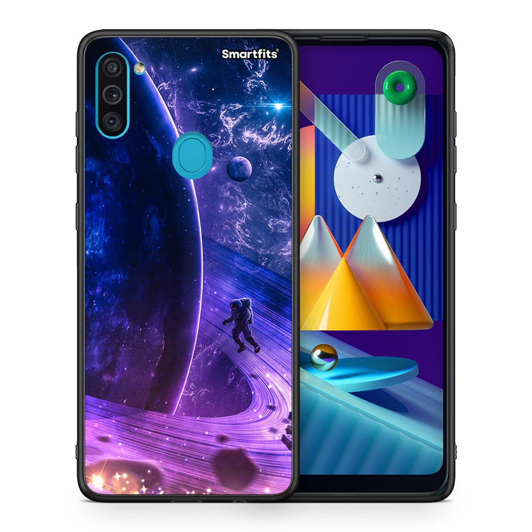 Θήκη Samsung A11/M11 Lost Astronaut από τη Smartfits με σχέδιο στο πίσω μέρος και μαύρο περίβλημα | Samsung A11/M11 Lost Astronaut case with colorful back and black bezels