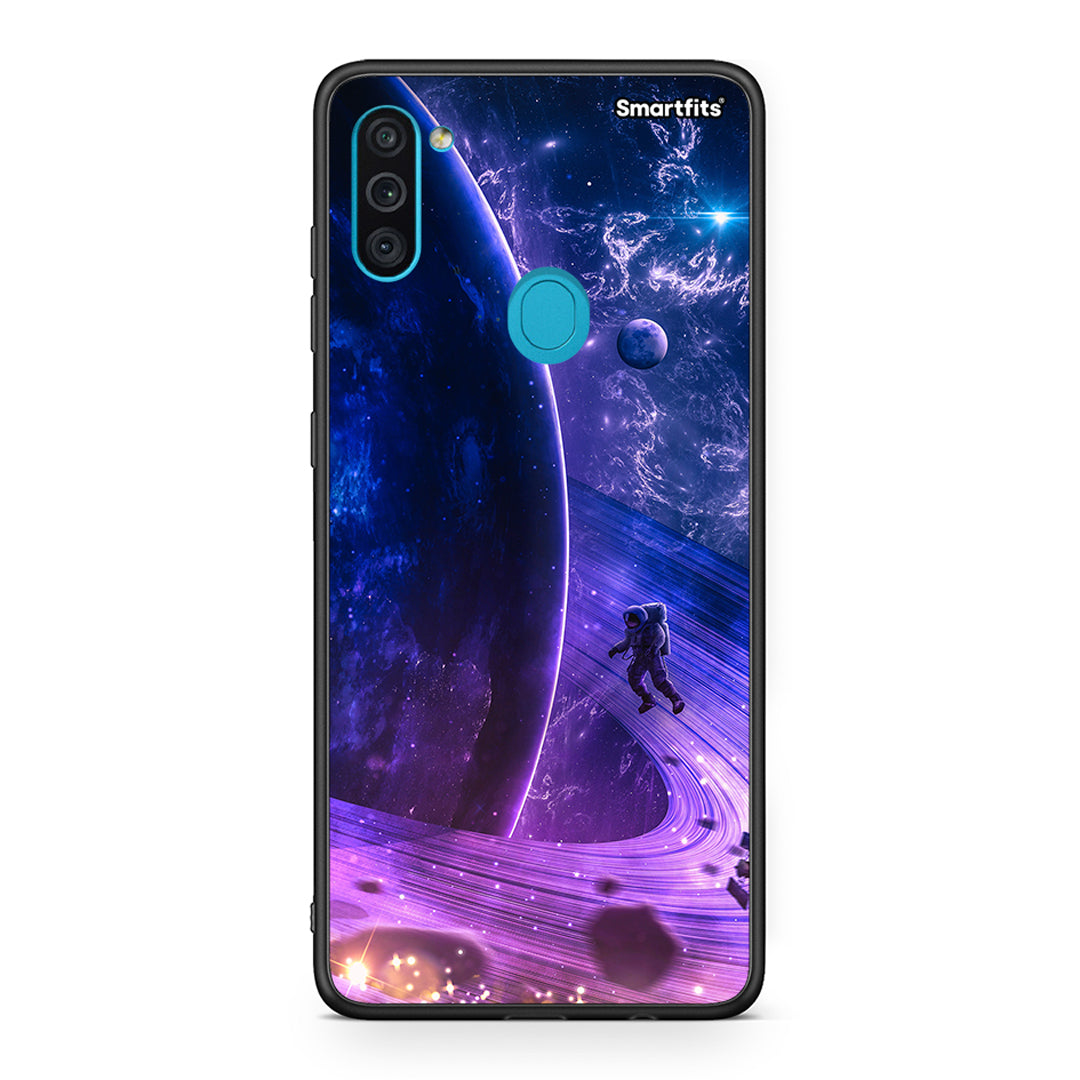 Samsung A11/M11 Lost Astronaut θήκη από τη Smartfits με σχέδιο στο πίσω μέρος και μαύρο περίβλημα | Smartphone case with colorful back and black bezels by Smartfits