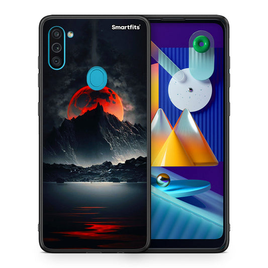 Θήκη Samsung A11/M11 Red Full Moon από τη Smartfits με σχέδιο στο πίσω μέρος και μαύρο περίβλημα | Samsung A11/M11 Red Full Moon case with colorful back and black bezels