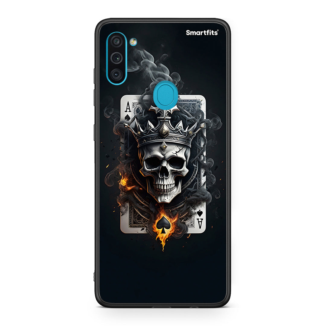 Samsung A11/M11 Skull King Ace θήκη από τη Smartfits με σχέδιο στο πίσω μέρος και μαύρο περίβλημα | Smartphone case with colorful back and black bezels by Smartfits