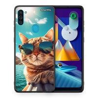 Thumbnail for Θήκη Samsung A11/M11 Summer Cat από τη Smartfits με σχέδιο στο πίσω μέρος και μαύρο περίβλημα | Samsung A11/M11 Summer Cat case with colorful back and black bezels