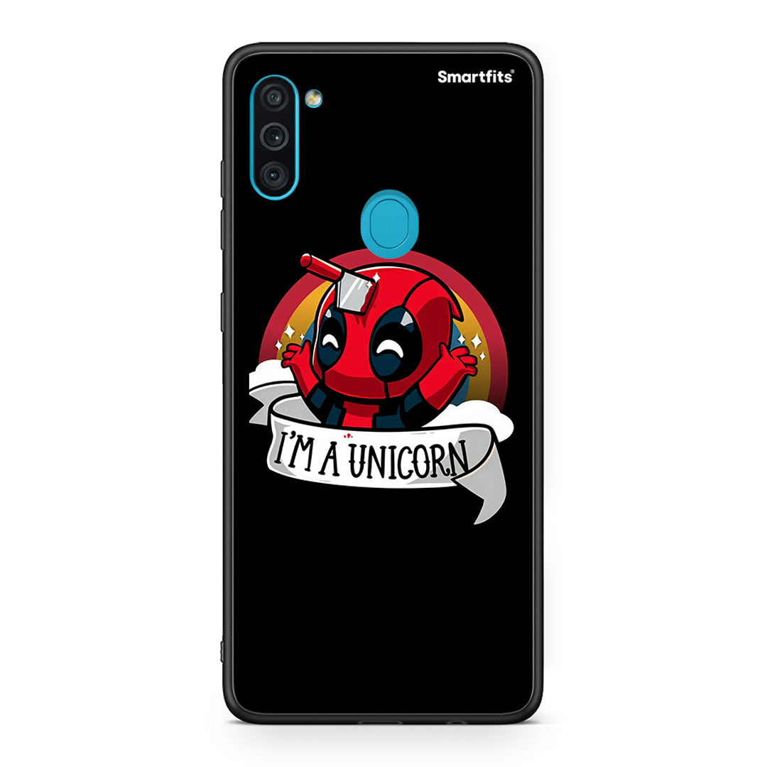 Samsung A11/M11 Unicorn Deadpool θήκη από τη Smartfits με σχέδιο στο πίσω μέρος και μαύρο περίβλημα | Smartphone case with colorful back and black bezels by Smartfits