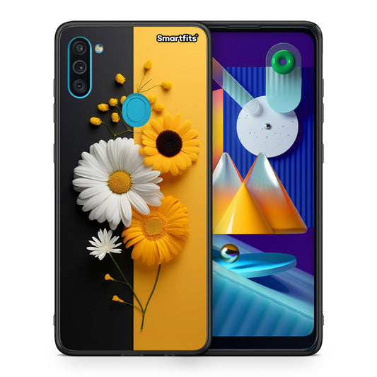 Θήκη Samsung A11/M11 Yellow Daisies από τη Smartfits με σχέδιο στο πίσω μέρος και μαύρο περίβλημα | Samsung A11/M11 Yellow Daisies case with colorful back and black bezels