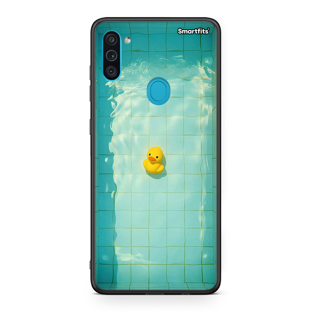 Samsung A11/M11 Yellow Duck θήκη από τη Smartfits με σχέδιο στο πίσω μέρος και μαύρο περίβλημα | Smartphone case with colorful back and black bezels by Smartfits
