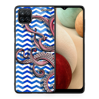 Θήκη Samsung A12 Chevron Devilfish από τη Smartfits με σχέδιο στο πίσω μέρος και μαύρο περίβλημα | Samsung A12 Chevron Devilfish case with colorful back and black bezels