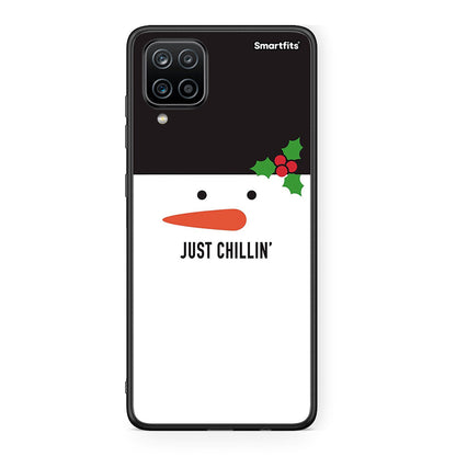 Samsung A12 Christmas Chillin θήκη από τη Smartfits με σχέδιο στο πίσω μέρος και μαύρο περίβλημα | Smartphone case with colorful back and black bezels by Smartfits