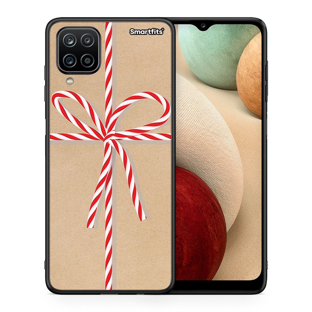 Θήκη Samsung A12 Christmas Gift από τη Smartfits με σχέδιο στο πίσω μέρος και μαύρο περίβλημα | Samsung A12 Christmas Gift case with colorful back and black bezels