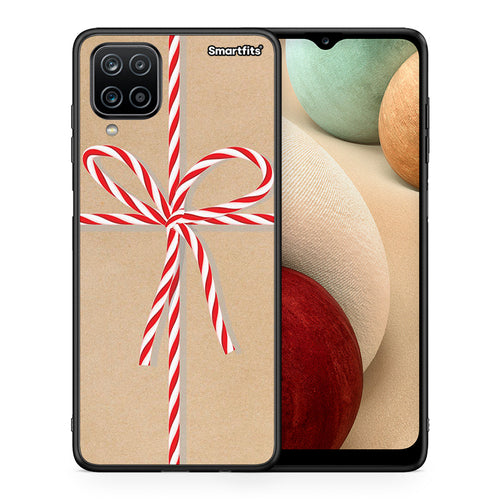 Θήκη Samsung A12 Christmas Gift από τη Smartfits με σχέδιο στο πίσω μέρος και μαύρο περίβλημα | Samsung A12 Christmas Gift case with colorful back and black bezels