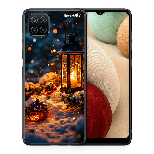 Θήκη Samsung A12 Christmas Ornaments από τη Smartfits με σχέδιο στο πίσω μέρος και μαύρο περίβλημα | Samsung A12 Christmas Ornaments case with colorful back and black bezels