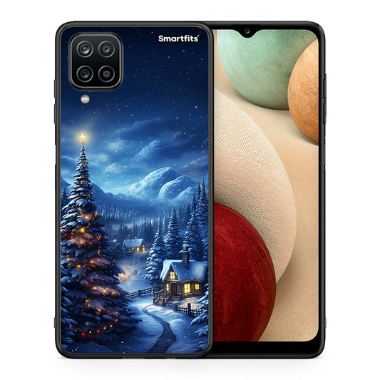 Θήκη Samsung A12 Christmas Scenery από τη Smartfits με σχέδιο στο πίσω μέρος και μαύρο περίβλημα | Samsung A12 Christmas Scenery case with colorful back and black bezels