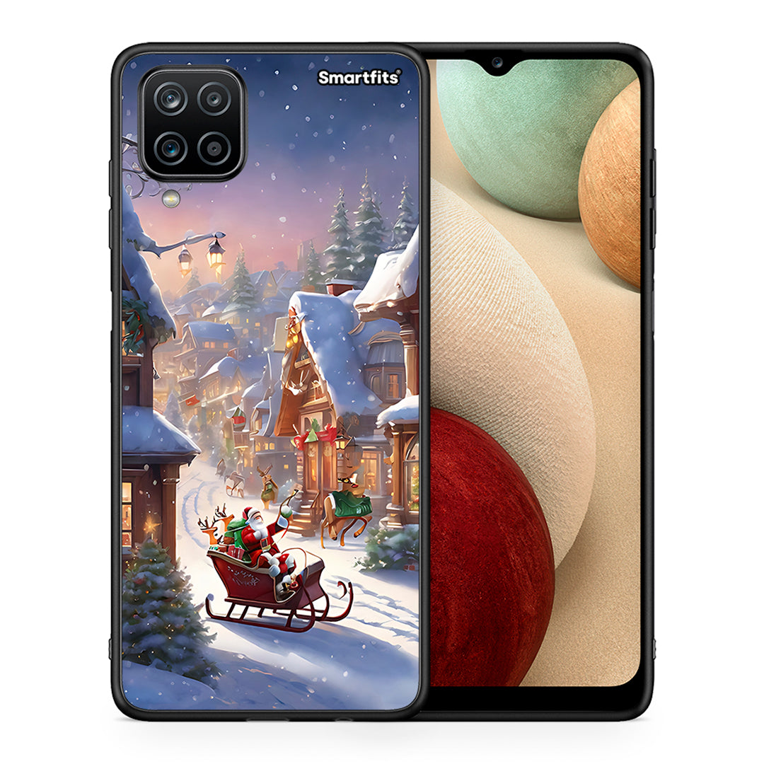Θήκη Samsung A12 Christmas Snow από τη Smartfits με σχέδιο στο πίσω μέρος και μαύρο περίβλημα | Samsung A12 Christmas Snow case with colorful back and black bezels