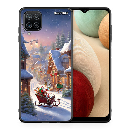 Θήκη Samsung A12 Christmas Snow από τη Smartfits με σχέδιο στο πίσω μέρος και μαύρο περίβλημα | Samsung A12 Christmas Snow case with colorful back and black bezels