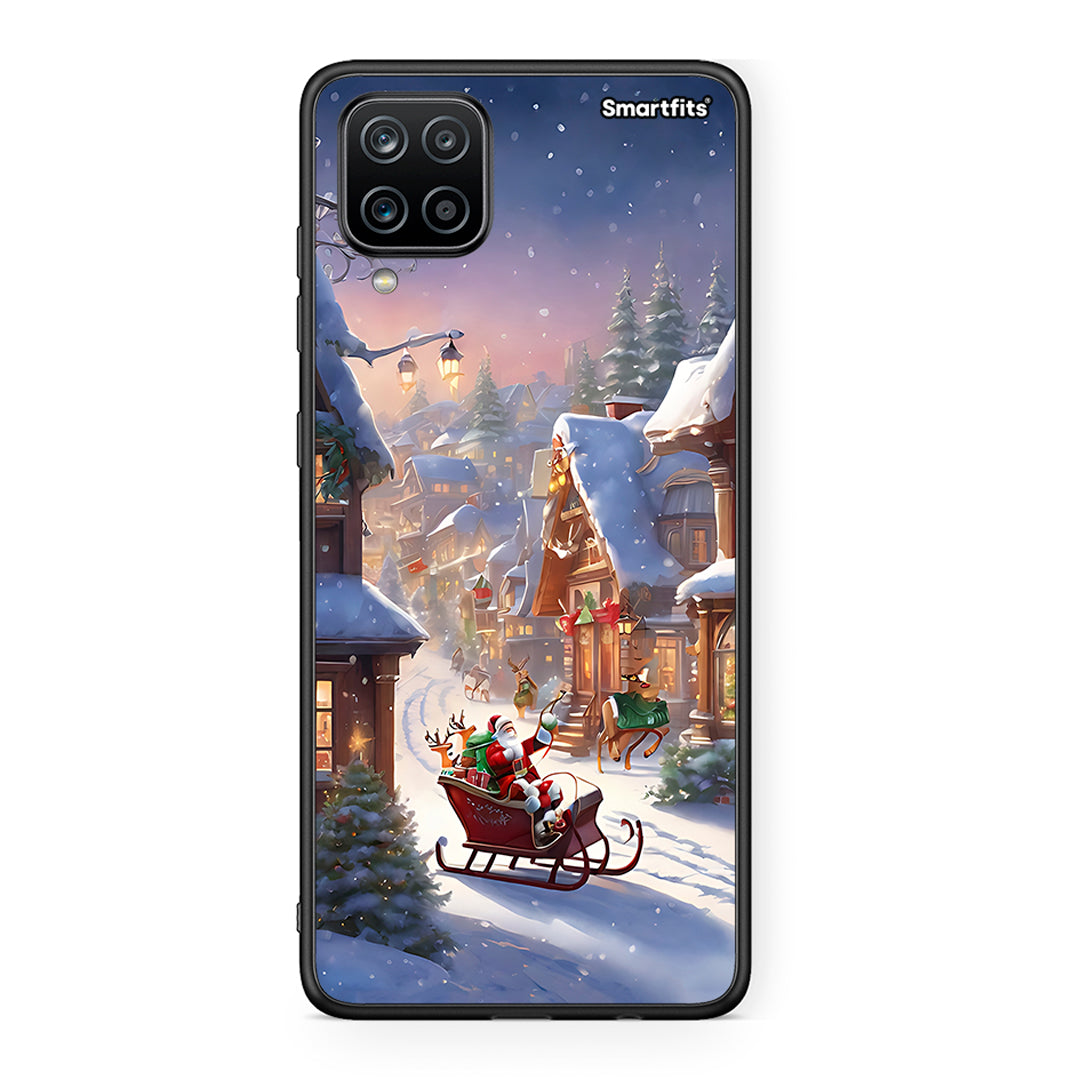 Samsung A12 Christmas Snow θήκη από τη Smartfits με σχέδιο στο πίσω μέρος και μαύρο περίβλημα | Smartphone case with colorful back and black bezels by Smartfits