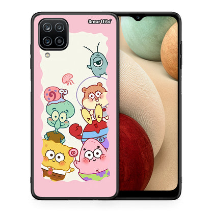 Θήκη Samsung A12 Cute Companion από τη Smartfits με σχέδιο στο πίσω μέρος και μαύρο περίβλημα | Samsung A12 Cute Companion case with colorful back and black bezels