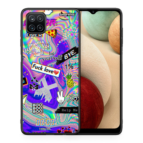 Θήκη Samsung A12 Game Over από τη Smartfits με σχέδιο στο πίσω μέρος και μαύρο περίβλημα | Samsung A12 Game Over case with colorful back and black bezels