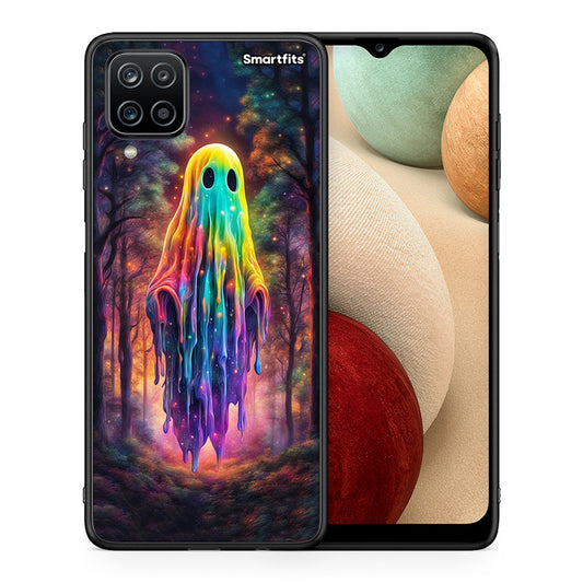 Θήκη Samsung A12 Halloween Ghost από τη Smartfits με σχέδιο στο πίσω μέρος και μαύρο περίβλημα | Samsung A12 Halloween Ghost case with colorful back and black bezels
