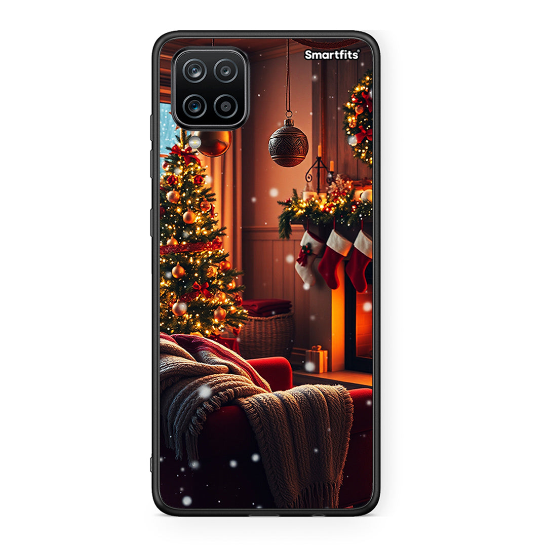 Samsung A12 Home For Christmas θήκη από τη Smartfits με σχέδιο στο πίσω μέρος και μαύρο περίβλημα | Smartphone case with colorful back and black bezels by Smartfits