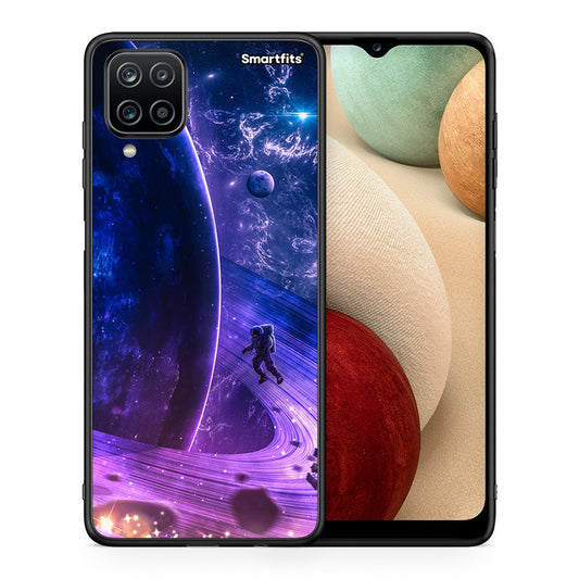 Θήκη Samsung A12 Lost Astronaut από τη Smartfits με σχέδιο στο πίσω μέρος και μαύρο περίβλημα | Samsung A12 Lost Astronaut case with colorful back and black bezels