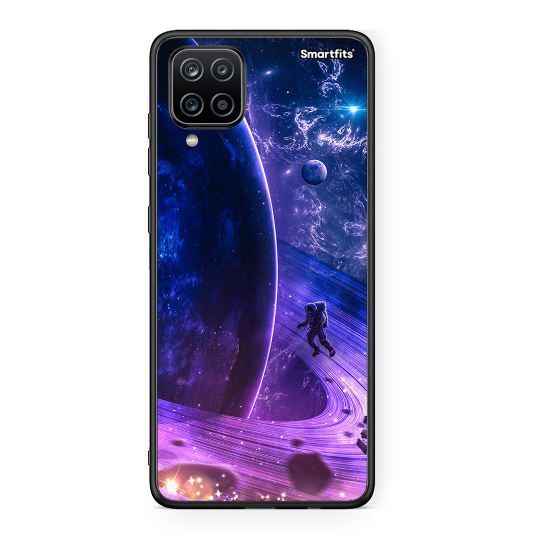 Samsung A12 Lost Astronaut θήκη από τη Smartfits με σχέδιο στο πίσω μέρος και μαύρο περίβλημα | Smartphone case with colorful back and black bezels by Smartfits