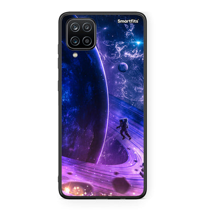 Samsung A12 Lost Astronaut θήκη από τη Smartfits με σχέδιο στο πίσω μέρος και μαύρο περίβλημα | Smartphone case with colorful back and black bezels by Smartfits