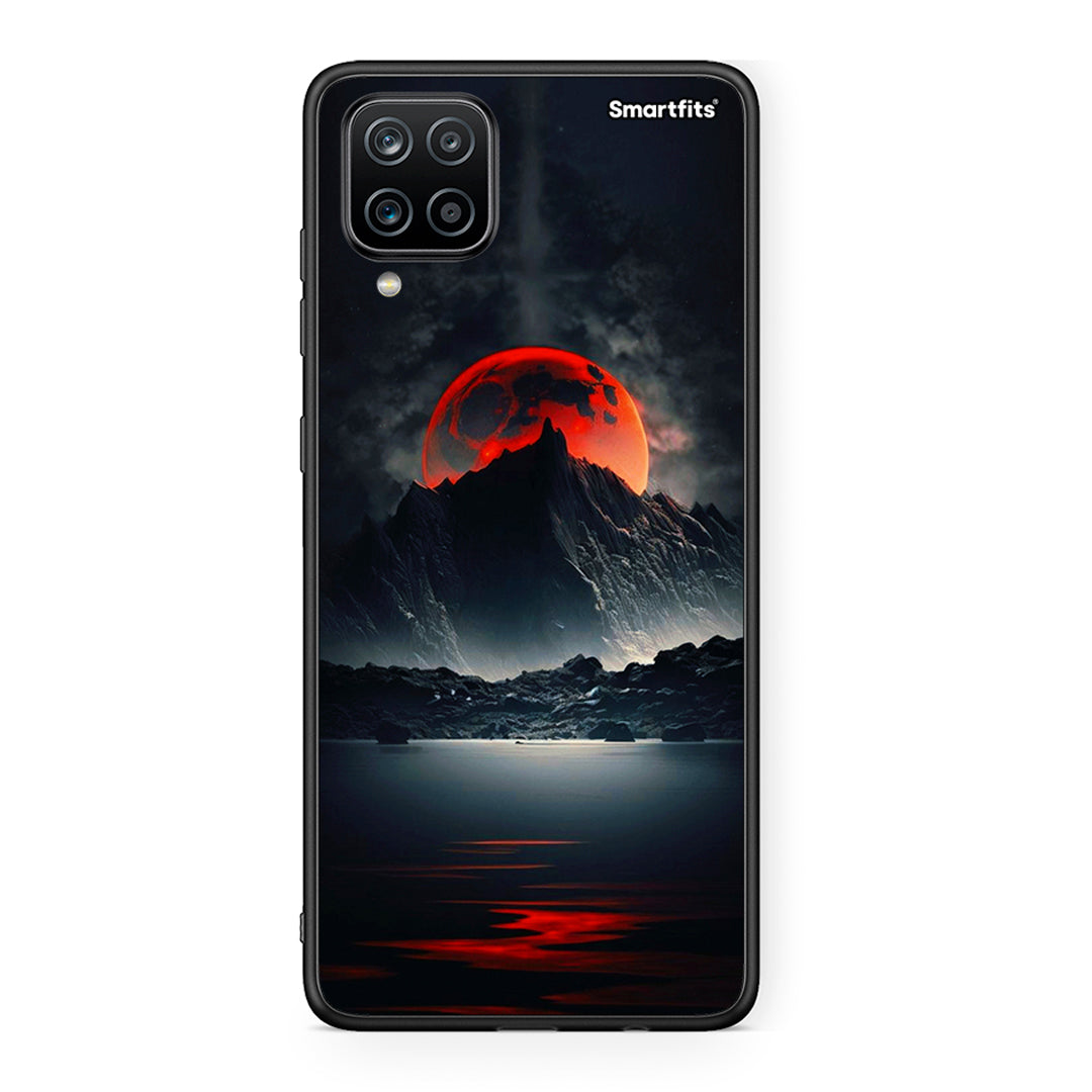 Samsung A12 Red Full Moon θήκη από τη Smartfits με σχέδιο στο πίσω μέρος και μαύρο περίβλημα | Smartphone case with colorful back and black bezels by Smartfits