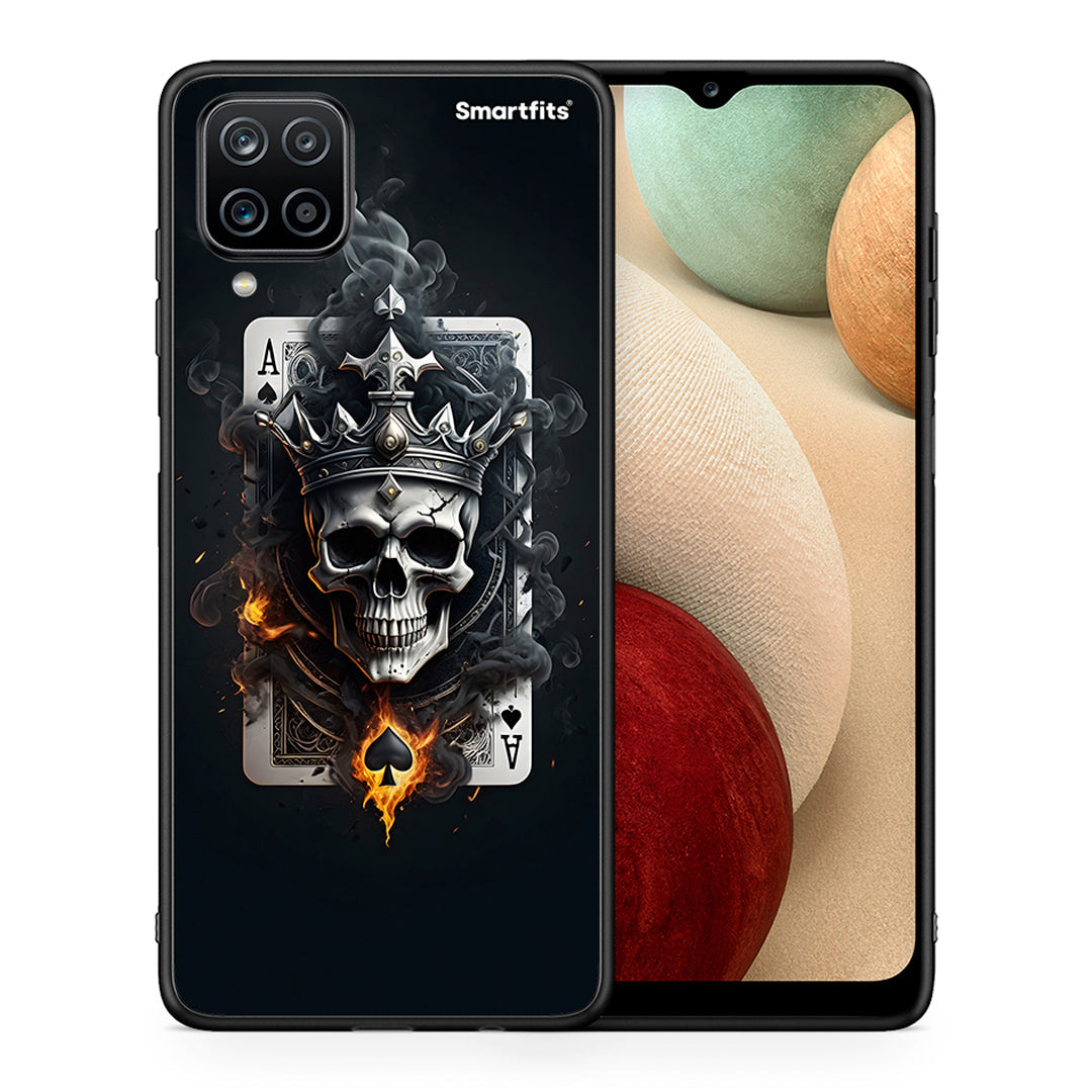 Θήκη Samsung A12 Skull King Ace από τη Smartfits με σχέδιο στο πίσω μέρος και μαύρο περίβλημα | Samsung A12 Skull King Ace case with colorful back and black bezels