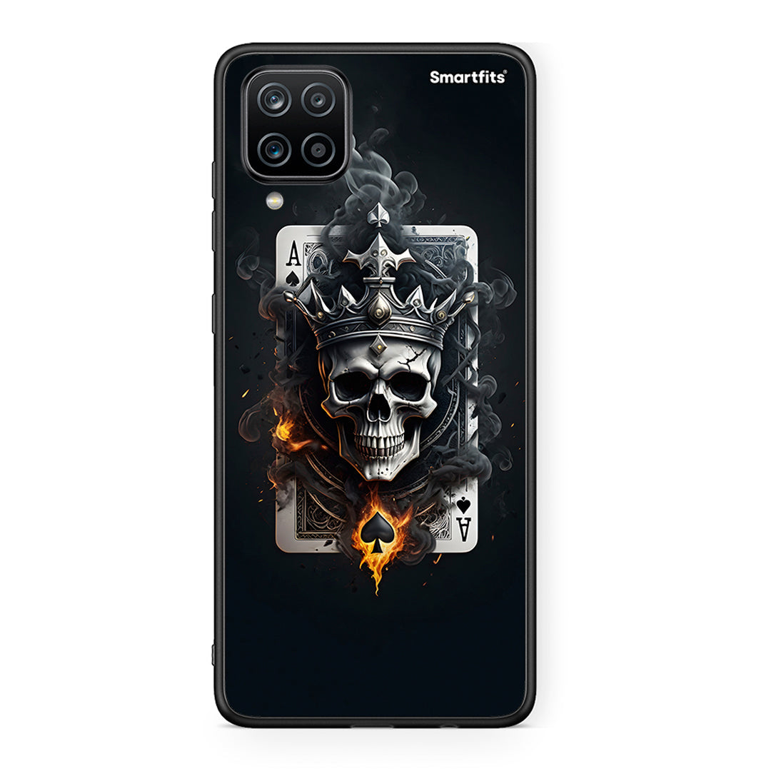 Samsung A12 Skull King Ace θήκη από τη Smartfits με σχέδιο στο πίσω μέρος και μαύρο περίβλημα | Smartphone case with colorful back and black bezels by Smartfits