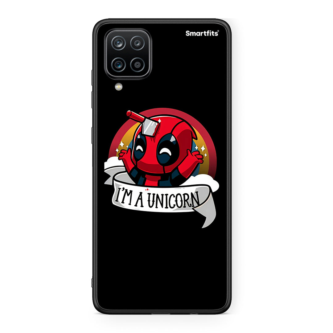 Samsung A12 Unicorn Deadpool θήκη από τη Smartfits με σχέδιο στο πίσω μέρος και μαύρο περίβλημα | Smartphone case with colorful back and black bezels by Smartfits