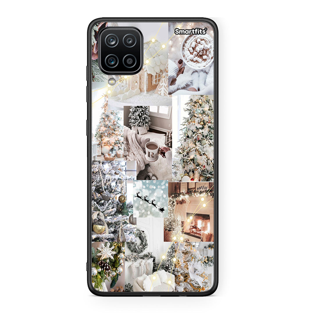 Samsung A12 White Christmas θήκη από τη Smartfits με σχέδιο στο πίσω μέρος και μαύρο περίβλημα | Smartphone case with colorful back and black bezels by Smartfits