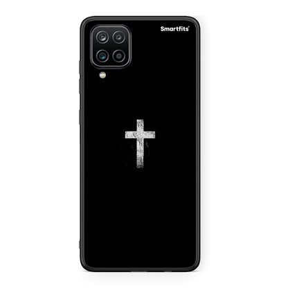 Samsung A12 White Cross θήκη από τη Smartfits με σχέδιο στο πίσω μέρος και μαύρο περίβλημα | Smartphone case with colorful back and black bezels by Smartfits
