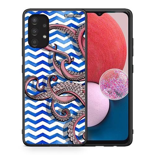 Θήκη Samsung A13 4G Chevron Devilfish από τη Smartfits με σχέδιο στο πίσω μέρος και μαύρο περίβλημα | Samsung A13 4G Chevron Devilfish case with colorful back and black bezels