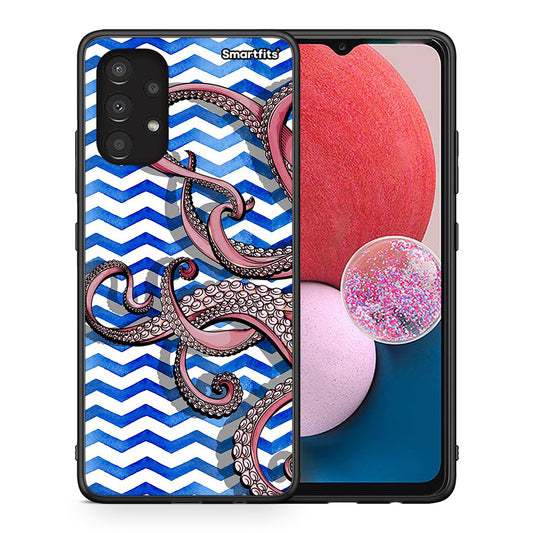 Θήκη Samsung A13 4G Chevron Devilfish από τη Smartfits με σχέδιο στο πίσω μέρος και μαύρο περίβλημα | Samsung A13 4G Chevron Devilfish case with colorful back and black bezels