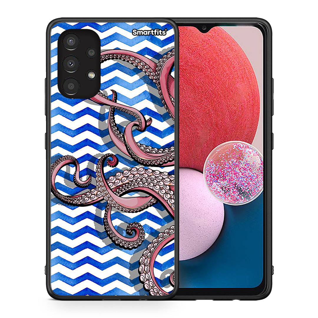 Θήκη Samsung A13 4G Chevron Devilfish από τη Smartfits με σχέδιο στο πίσω μέρος και μαύρο περίβλημα | Samsung A13 4G Chevron Devilfish case with colorful back and black bezels