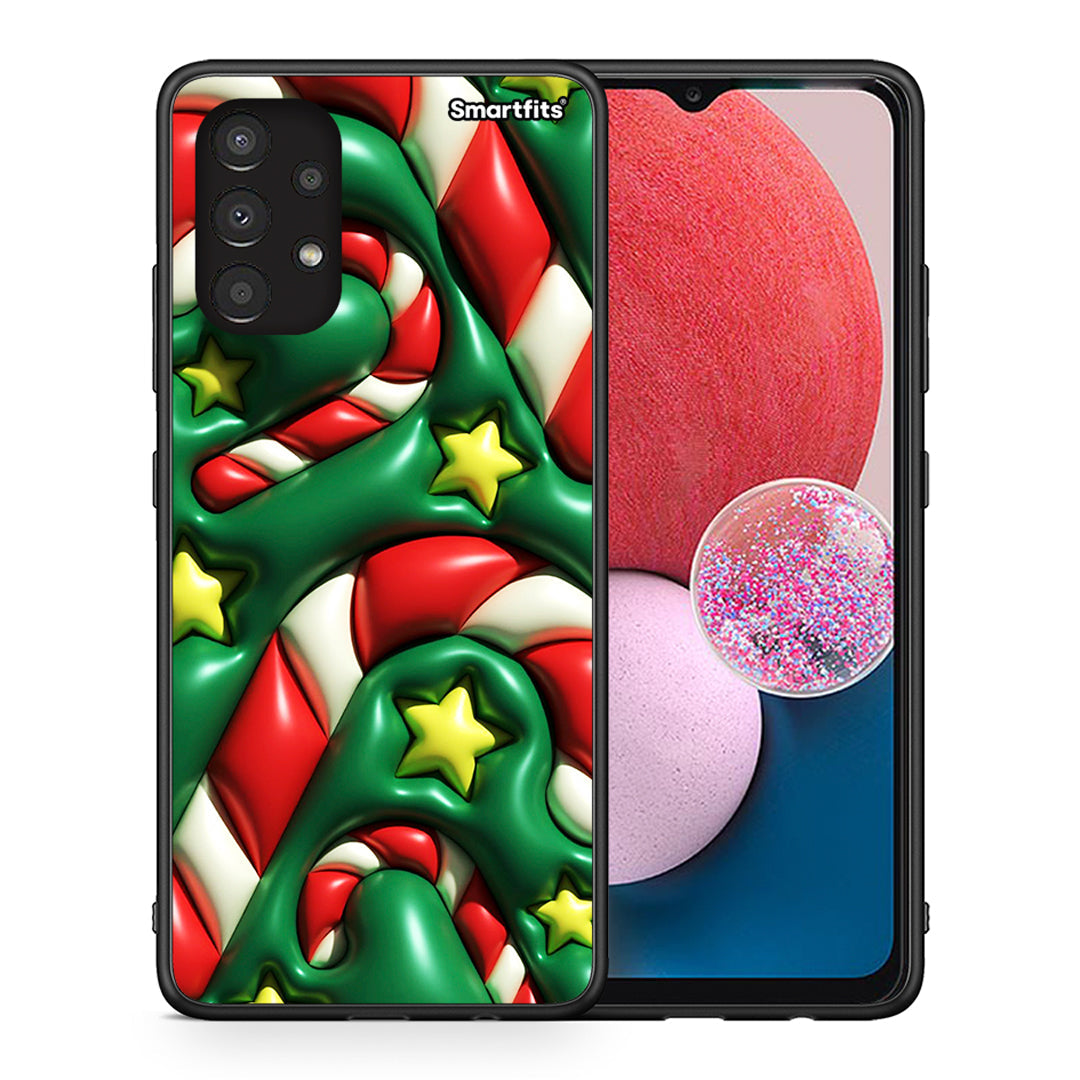 Θήκη Samsung A13 4G Christmas Bubbles από τη Smartfits με σχέδιο στο πίσω μέρος και μαύρο περίβλημα | Samsung A13 4G Christmas Bubbles case with colorful back and black bezels