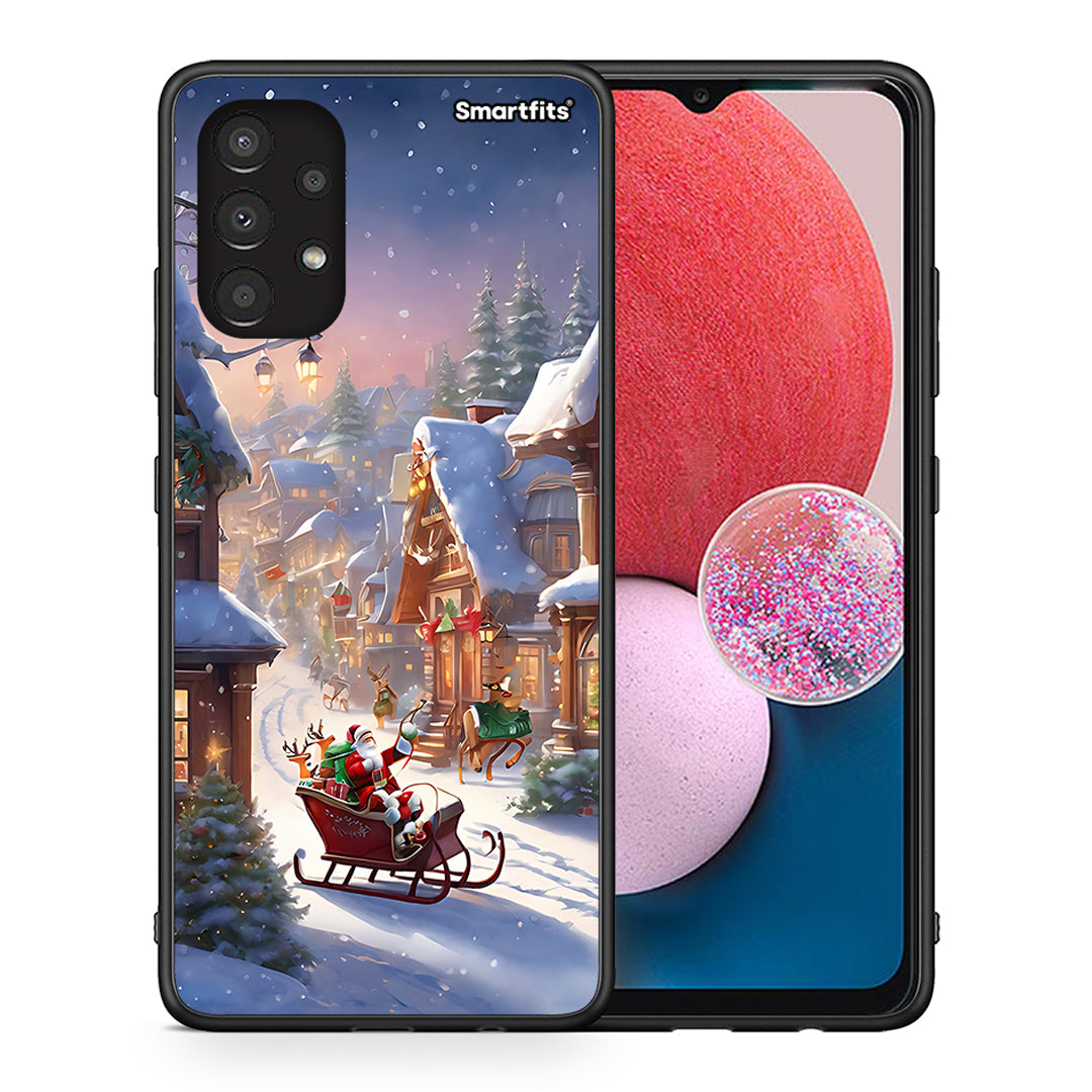 Θήκη Samsung A13 4G Christmas Snow από τη Smartfits με σχέδιο στο πίσω μέρος και μαύρο περίβλημα | Samsung A13 4G Christmas Snow case with colorful back and black bezels