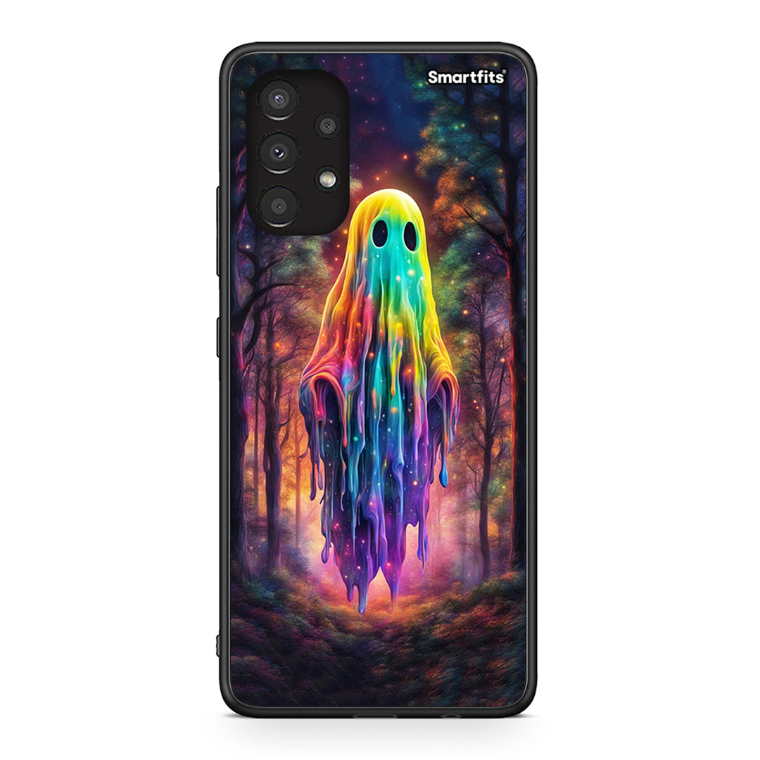 Samsung A13 4G Halloween Ghost θήκη από τη Smartfits με σχέδιο στο πίσω μέρος και μαύρο περίβλημα | Smartphone case with colorful back and black bezels by Smartfits