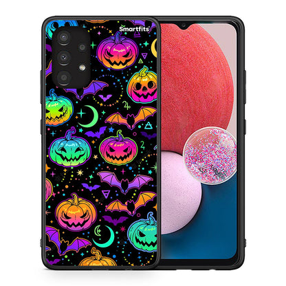 Θήκη Samsung A13 4G Neon Halloween από τη Smartfits με σχέδιο στο πίσω μέρος και μαύρο περίβλημα | Samsung A13 4G Neon Halloween case with colorful back and black bezels
