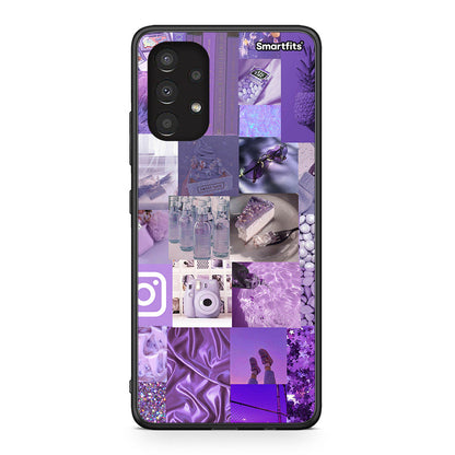 Samsung A13 4G Purple Aesthetic Collage θήκη από τη Smartfits με σχέδιο στο πίσω μέρος και μαύρο περίβλημα | Smartphone case with colorful back and black bezels by Smartfits