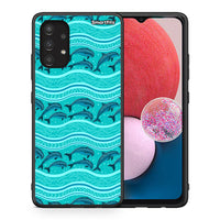 Thumbnail for Θήκη Samsung A13 4G Swimming Dolphins από τη Smartfits με σχέδιο στο πίσω μέρος και μαύρο περίβλημα | Samsung A13 4G Swimming Dolphins case with colorful back and black bezels