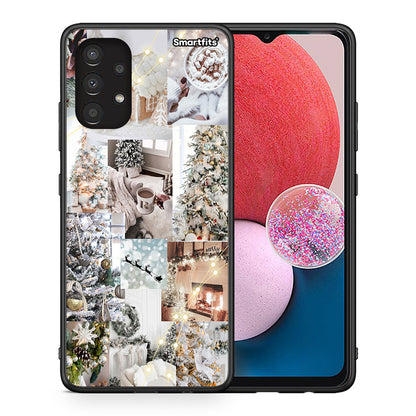 Θήκη Samsung A13 4G White Christmas από τη Smartfits με σχέδιο στο πίσω μέρος και μαύρο περίβλημα | Samsung A13 4G White Christmas case with colorful back and black bezels