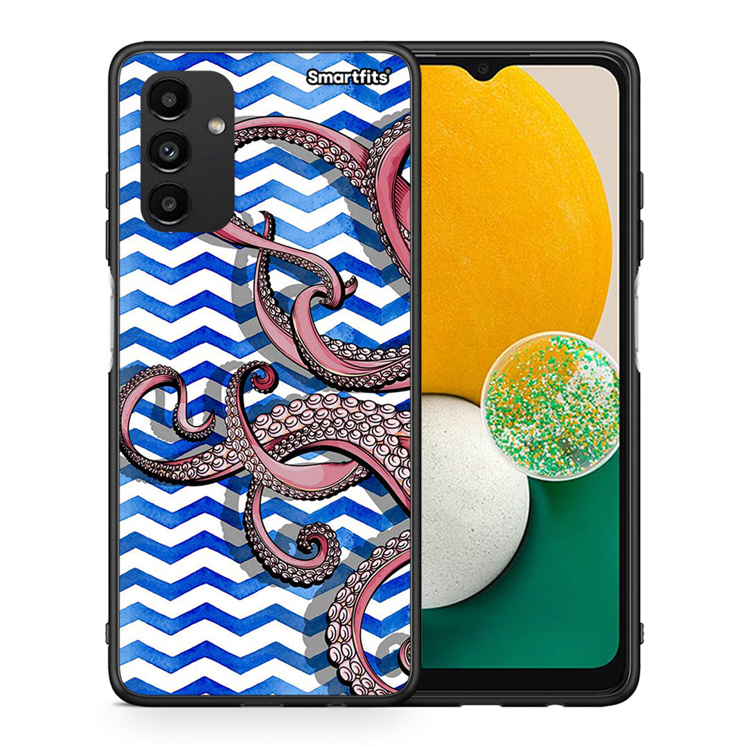 Θήκη Samsung A04s Chevron Devilfish από τη Smartfits με σχέδιο στο πίσω μέρος και μαύρο περίβλημα | Samsung A04s Chevron Devilfish case with colorful back and black bezels